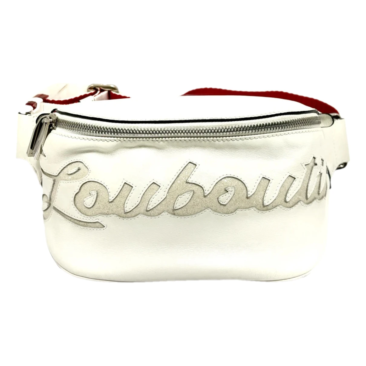 Pre-owned Christian Louboutin Marie Jane Leather Crossbody Bag In White