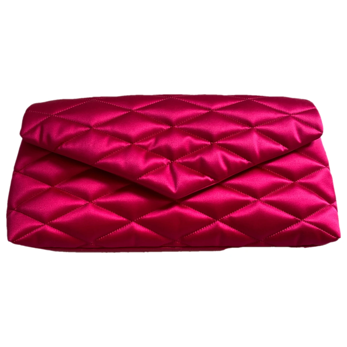 Pre-owned Saint Laurent Sade Pochette Enveloppe Silk Clutch Bag In Pink