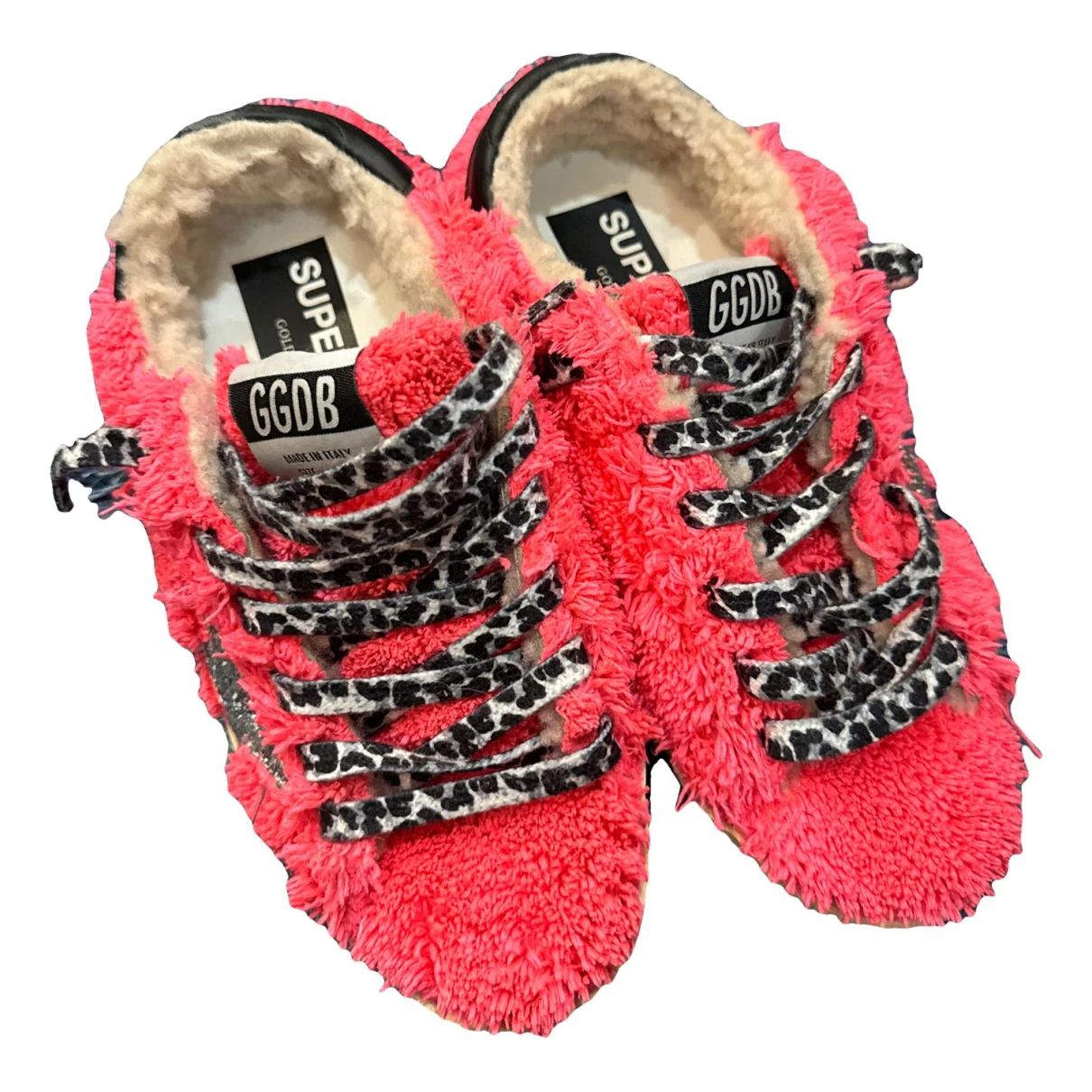 Pre-owned Golden Goose Faux Fur Trainers In Pink
