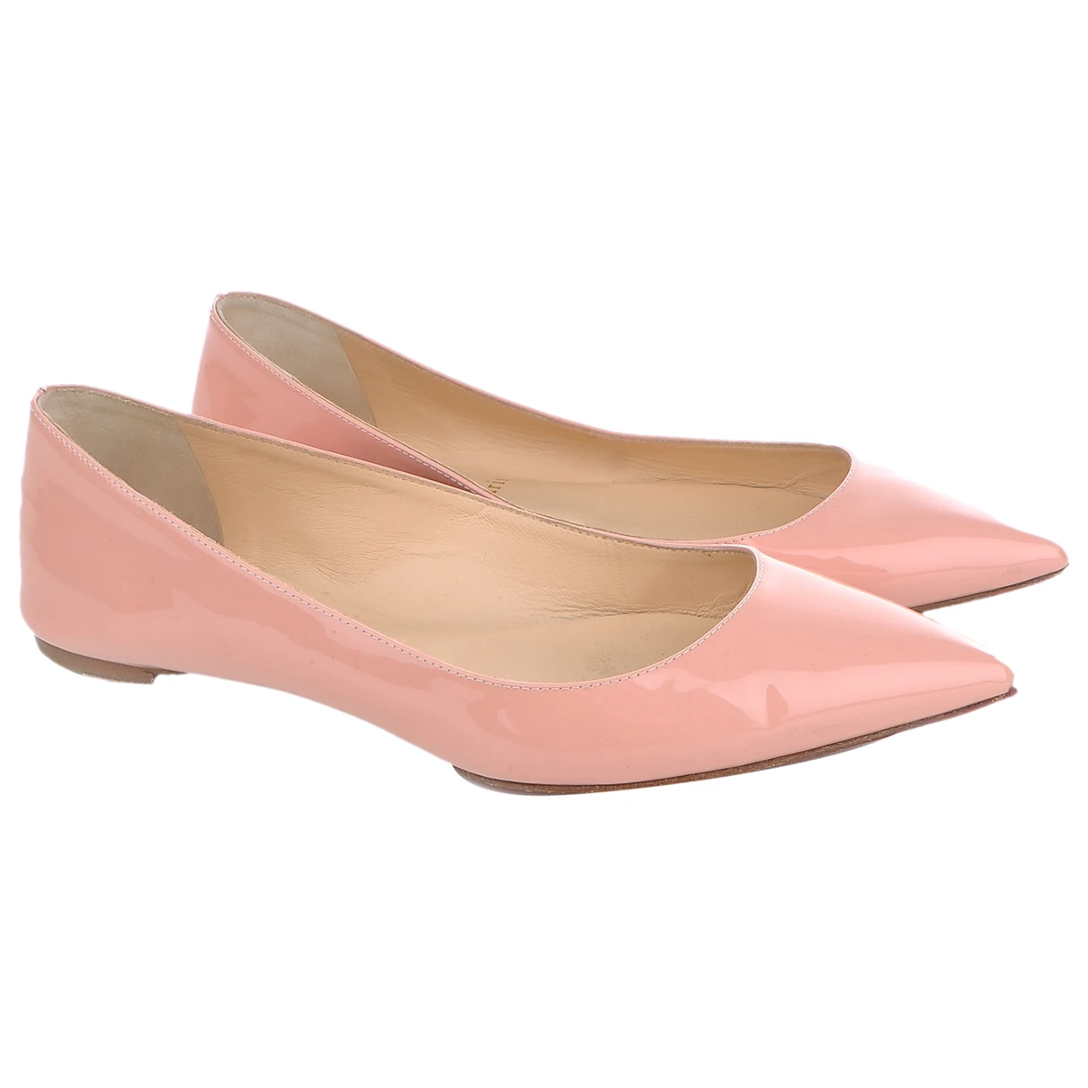 Pre-owned Christian Louboutin Patent Leather Flats In Pink