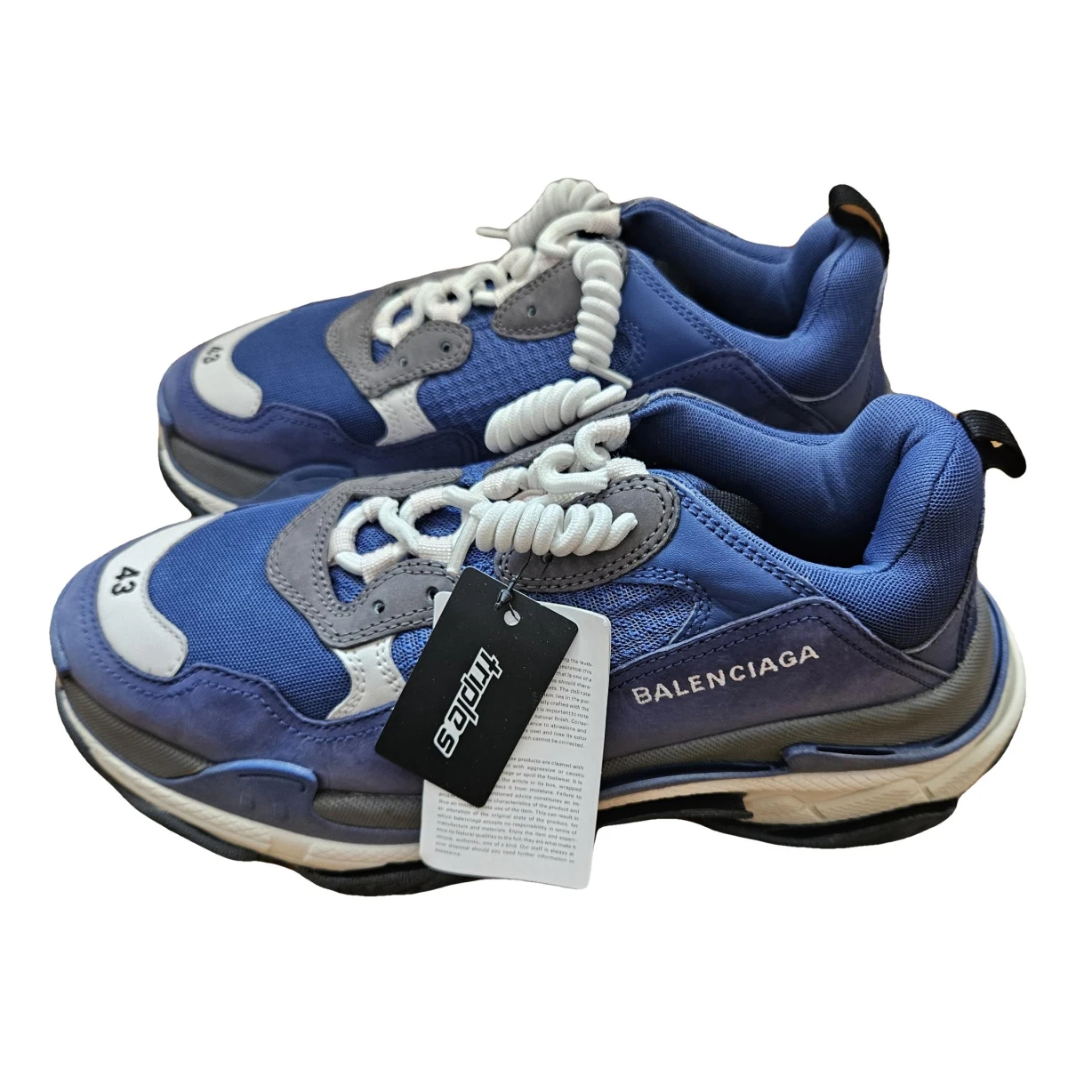 Pre-owned Balenciaga Triple S Low Trainers In Blue