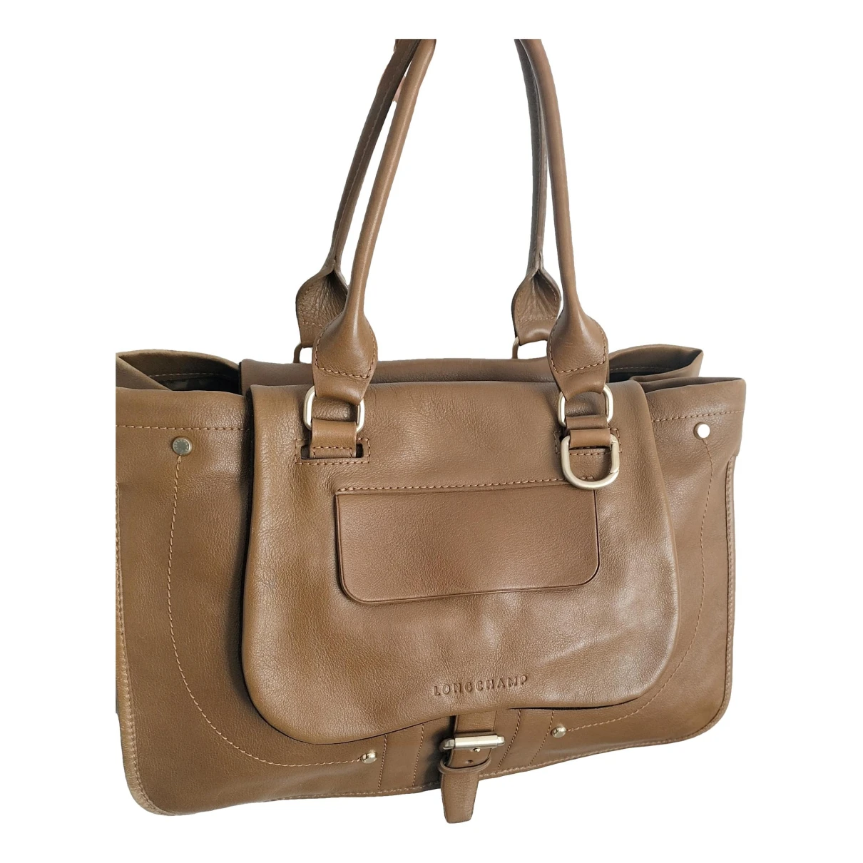 Pre-owned Longchamp Balzane Leather Handbag In Camel