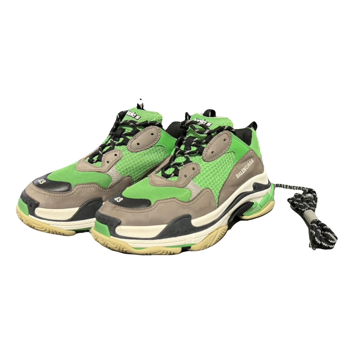 Pre-owned Balenciaga Triple S High Trainers In Green