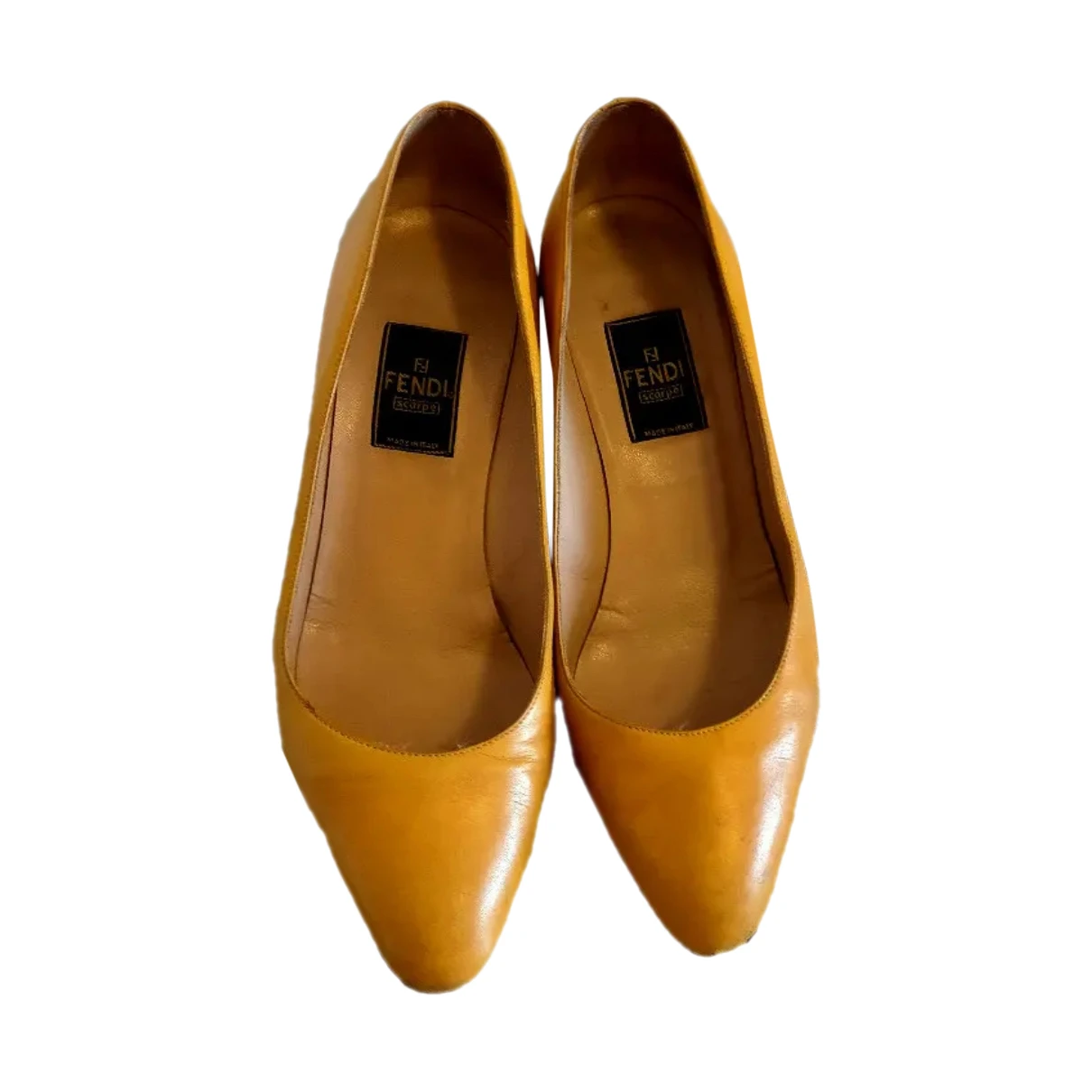 Pre-owned Fendi Leather Heels In Yellow