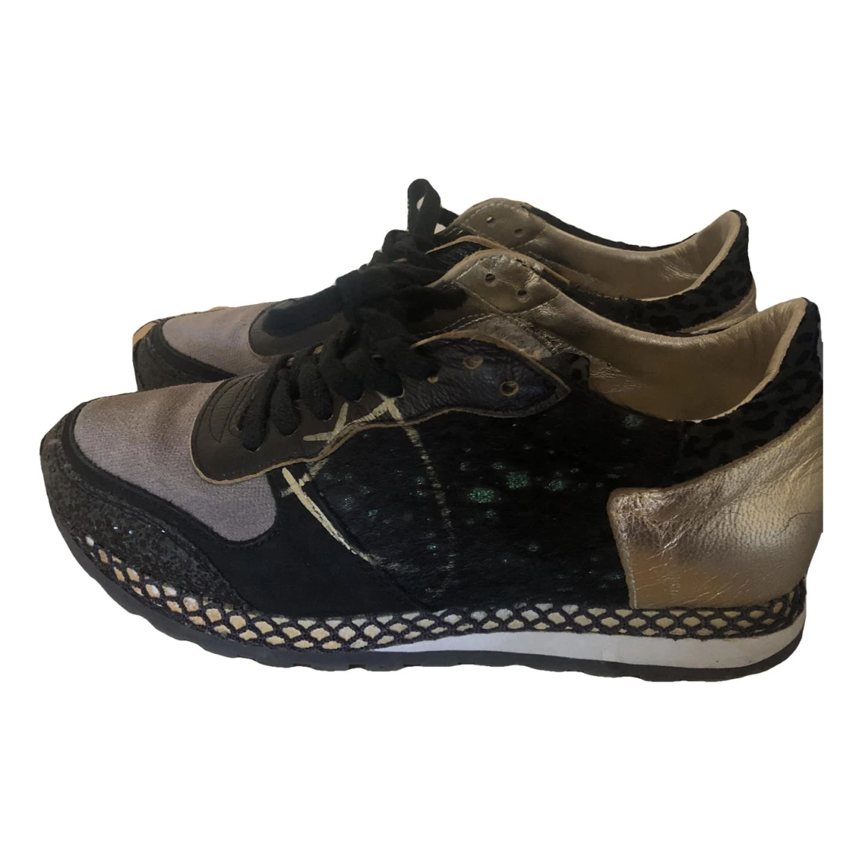 Pre-owned Philippe Model Pony-style Calfskin Trainers In Black