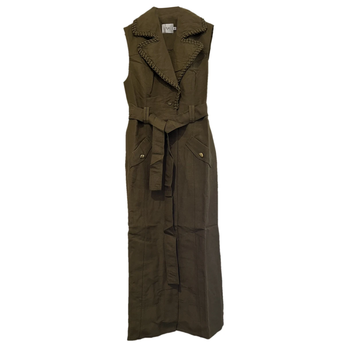 Pre-owned Aje Linen Mid-length Dress In Green