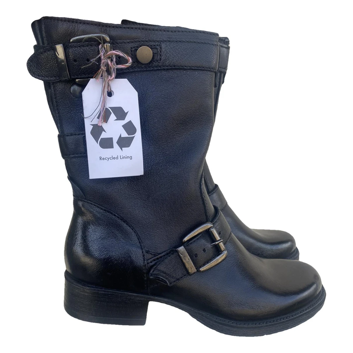 Pre-owned Mjus Leather Biker Boots In Black
