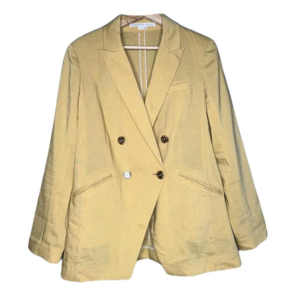 Pre-owned Veronica Beard Linen Blazer In Yellow