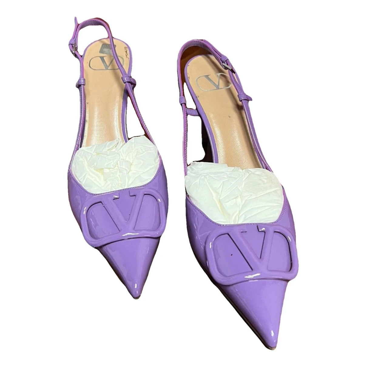 Pre-owned Valentino Garavani Vlogo Patent Leather Heels In Purple
