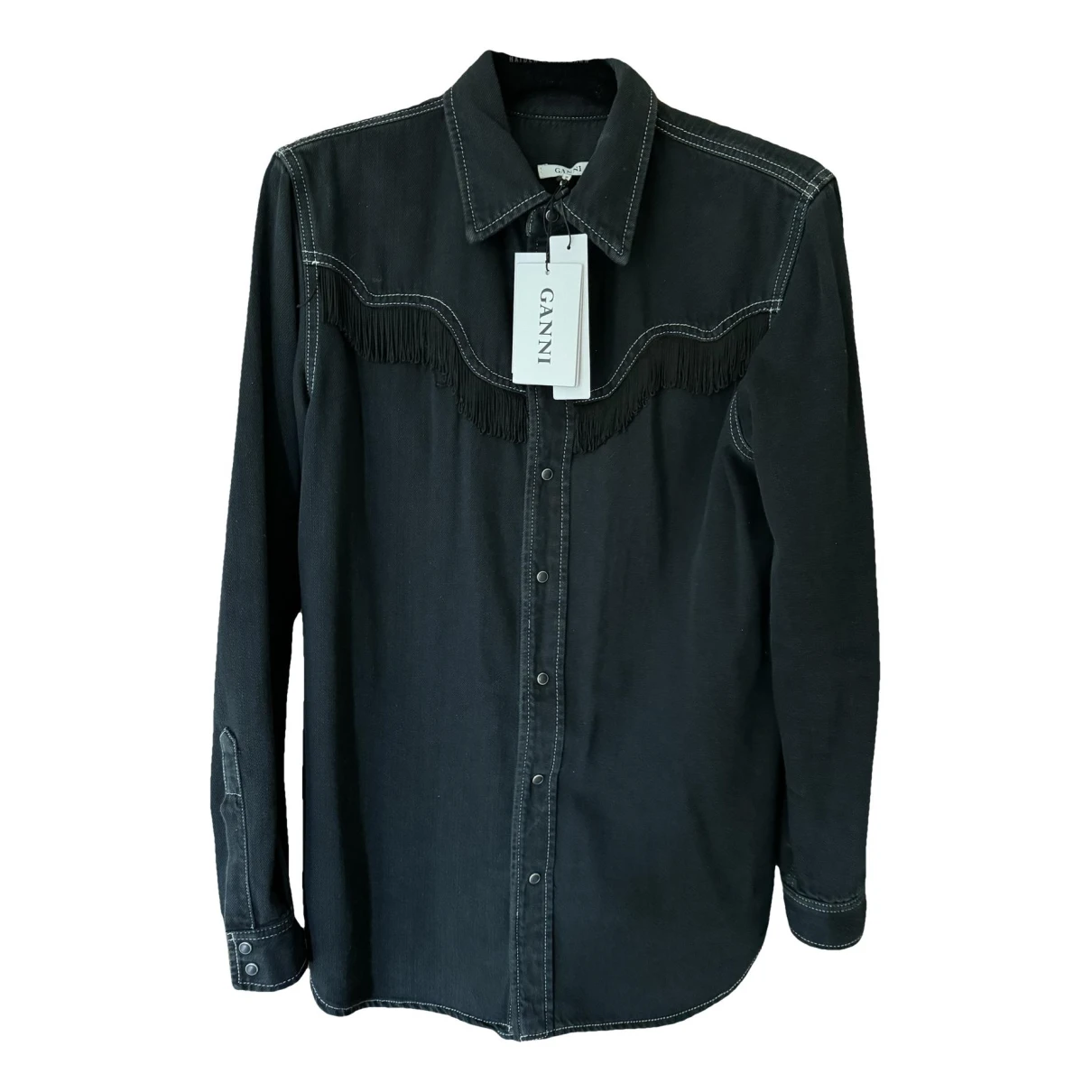 Pre-owned Ganni Shirt In Black