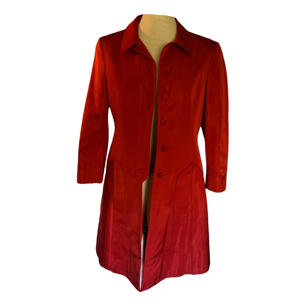 Pre-owned Gucci Silk Peacoat In Red