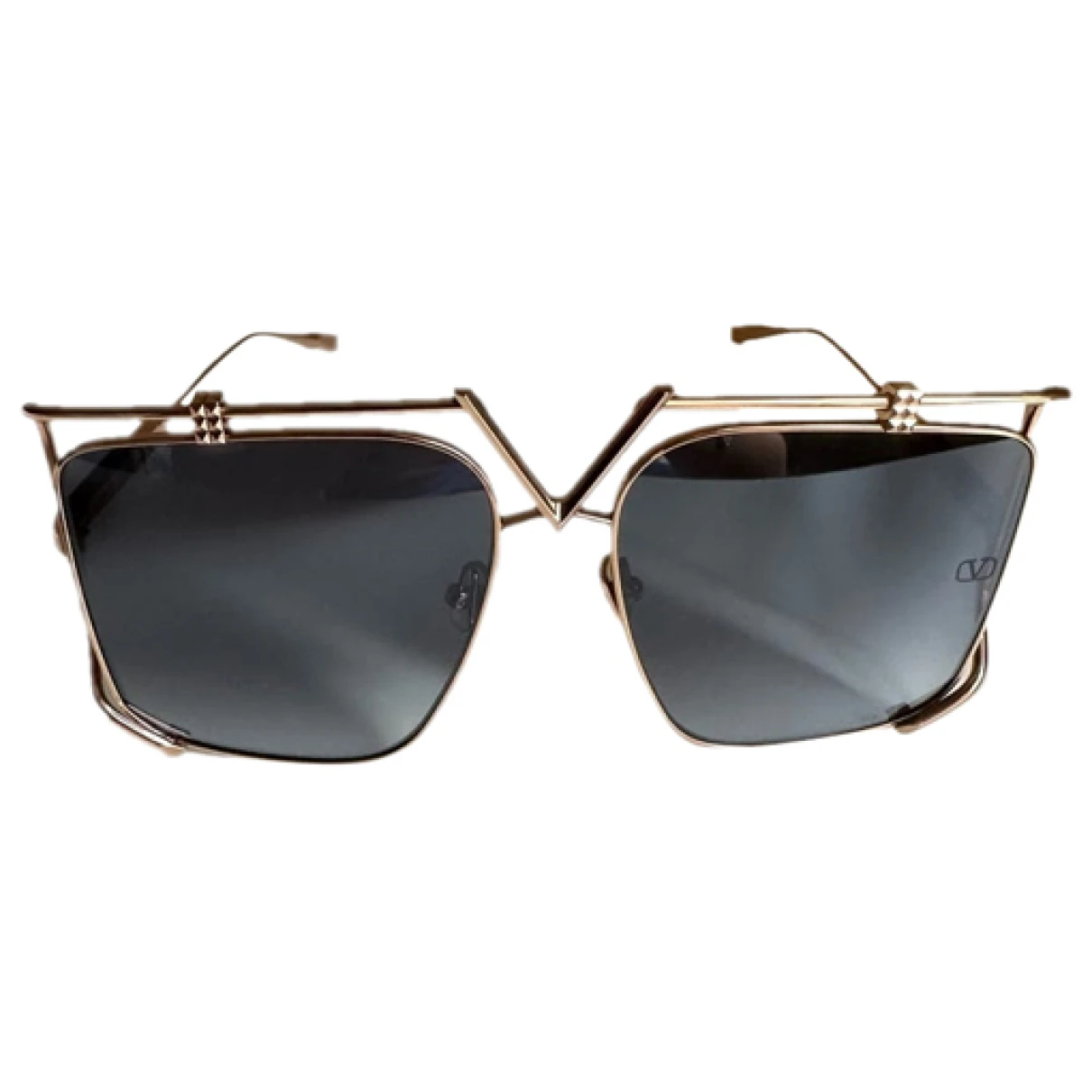 Pre-owned Valentino Oversized Sunglasses In Gold