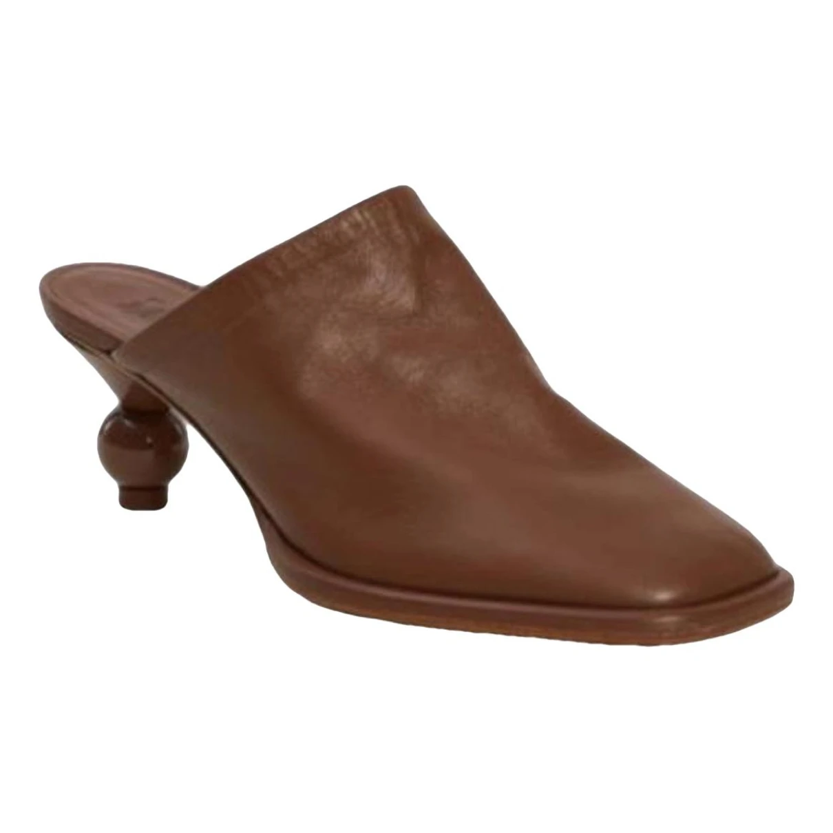 Pre-owned Max Mara Leather Mules & Clogs In Brown