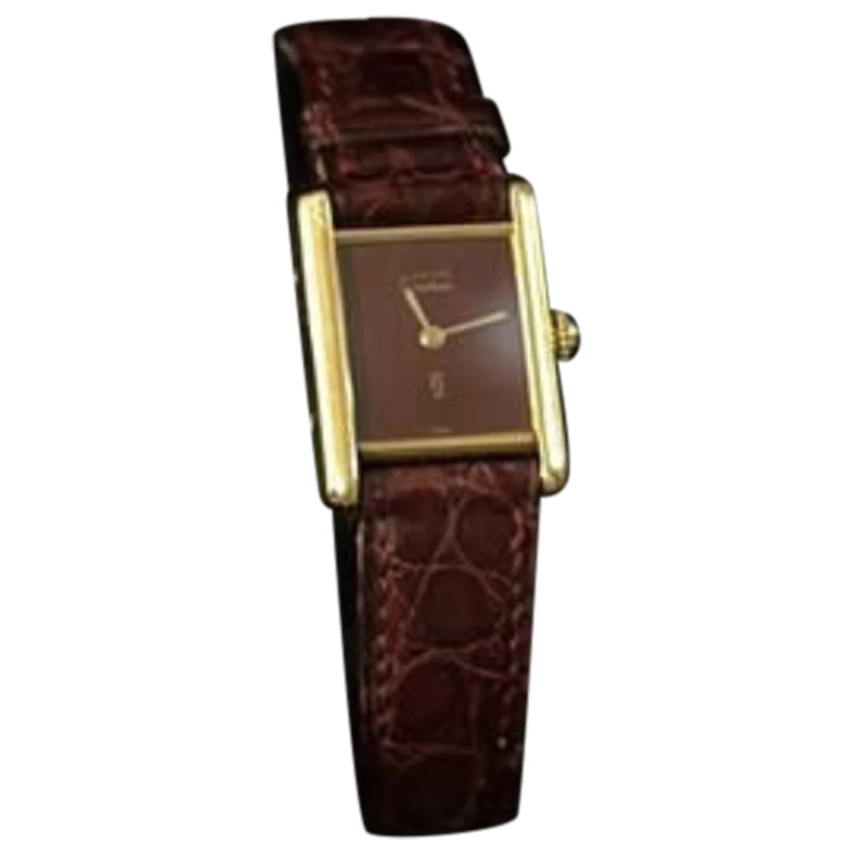 Pre-owned Cartier Tank Must Gold Watch In Burgundy