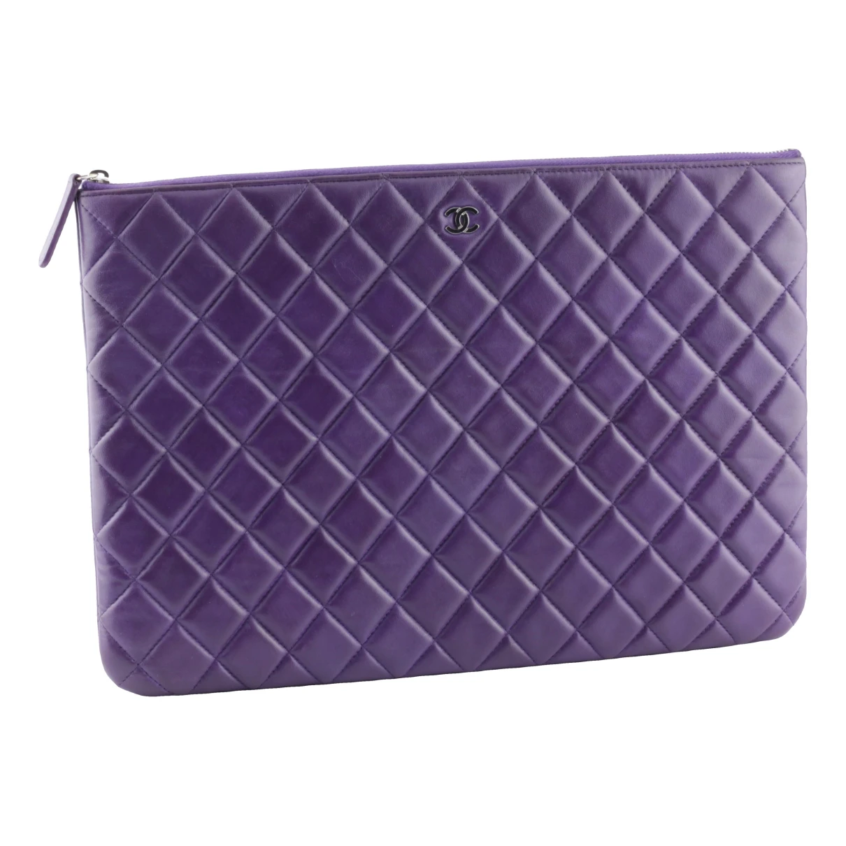 Pre-owned Chanel Timeless/classique Leather Clutch Bag In Purple