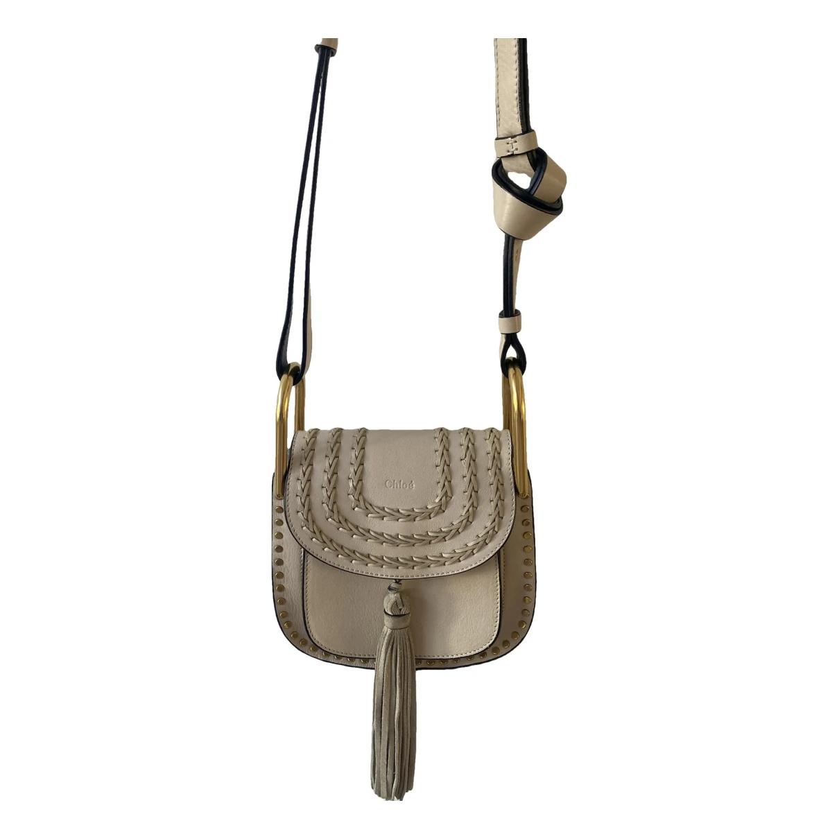 Pre-owned Chloé Hudson Leather Crossbody Bag In Beige