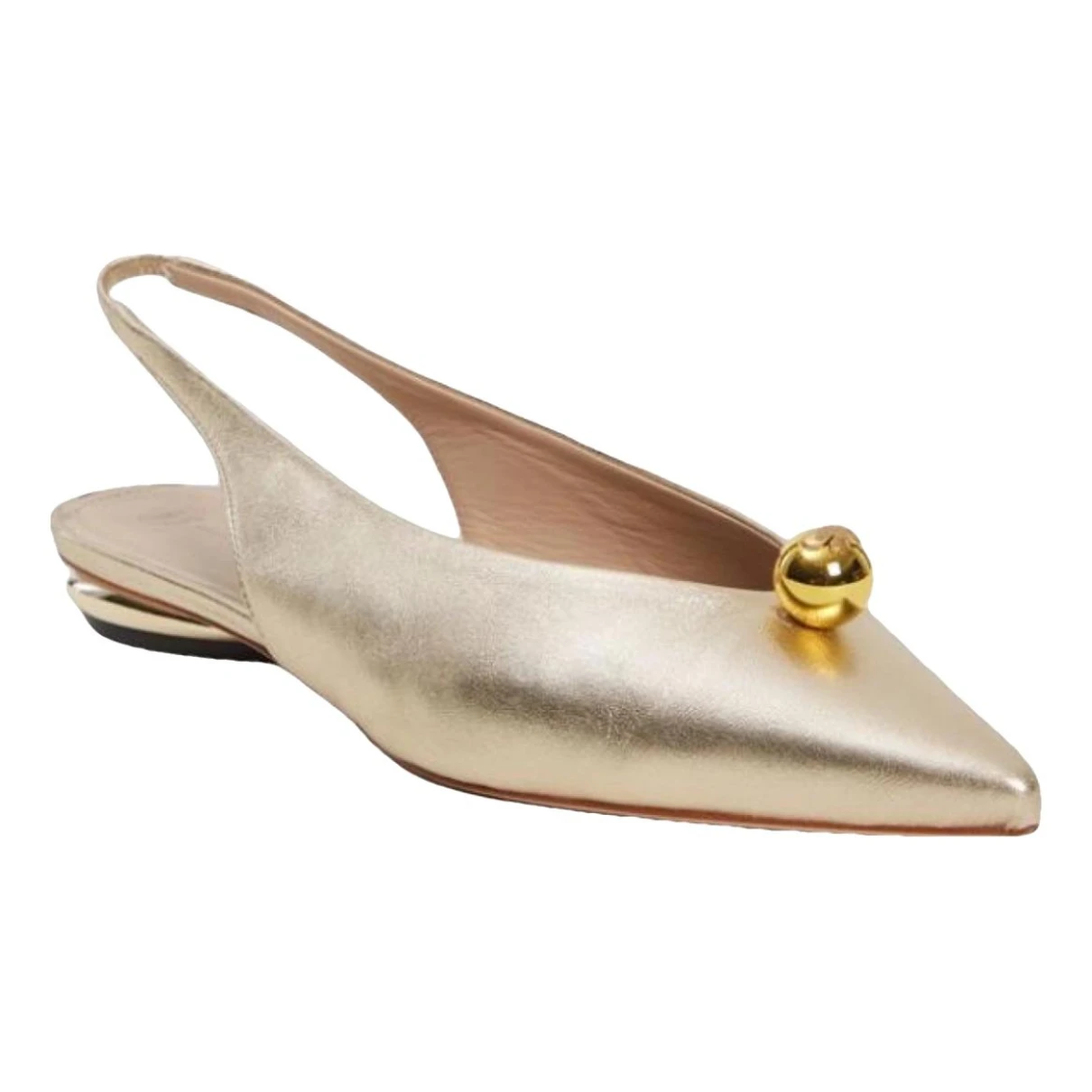 Pre-owned Max Mara Leather Ballet Flats In Gold