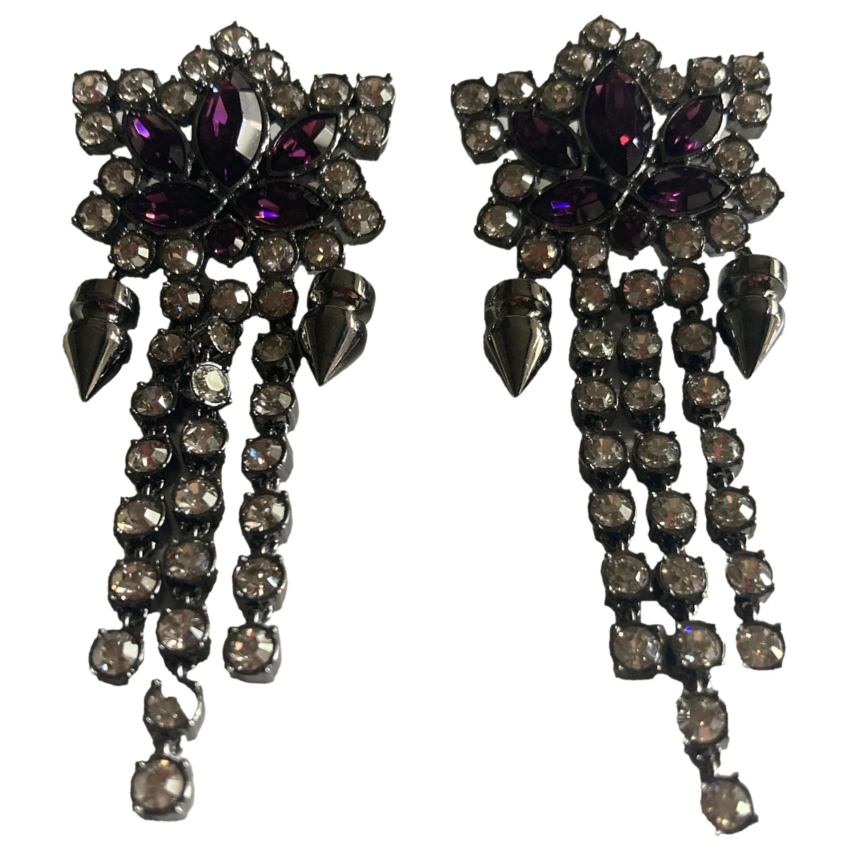 Pre-owned Mawi Crystal Earrings In Anthracite