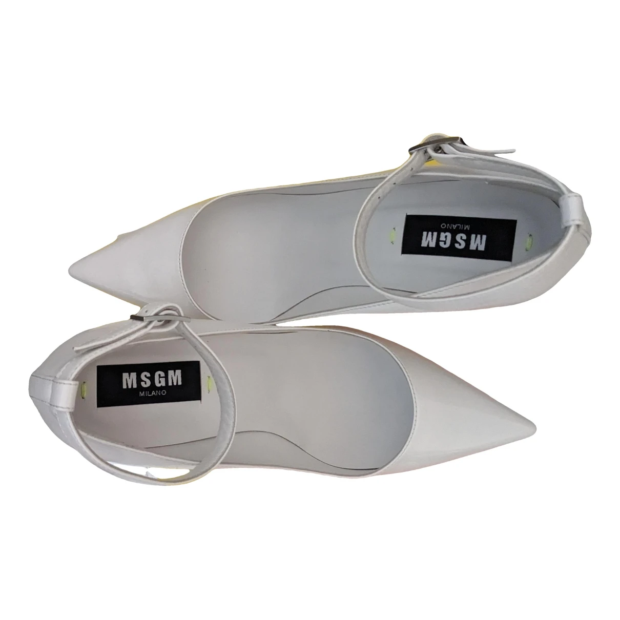Pre-owned Msgm Leather Heels In White