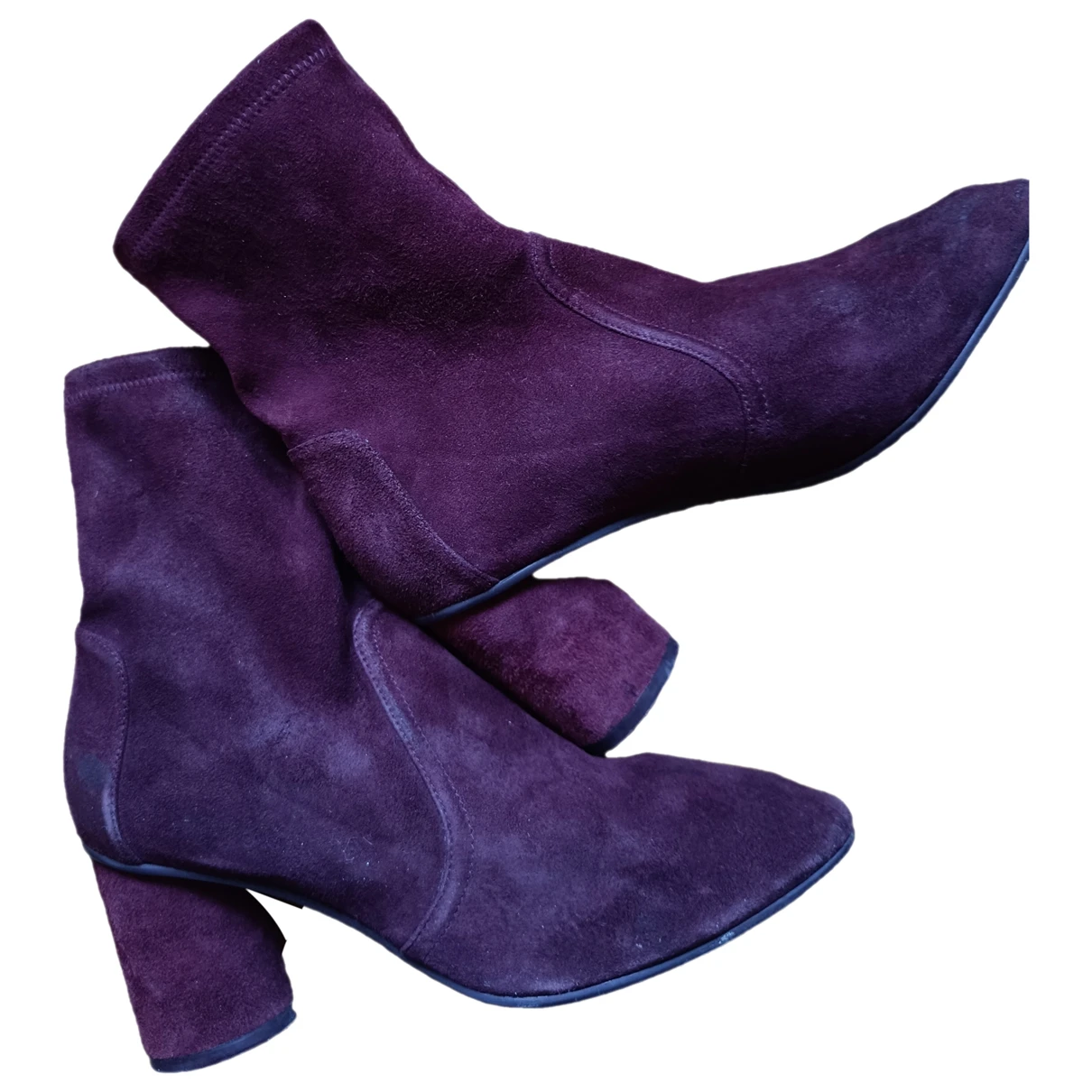 Pre-owned Stuart Weitzman Velvet Boots In Purple