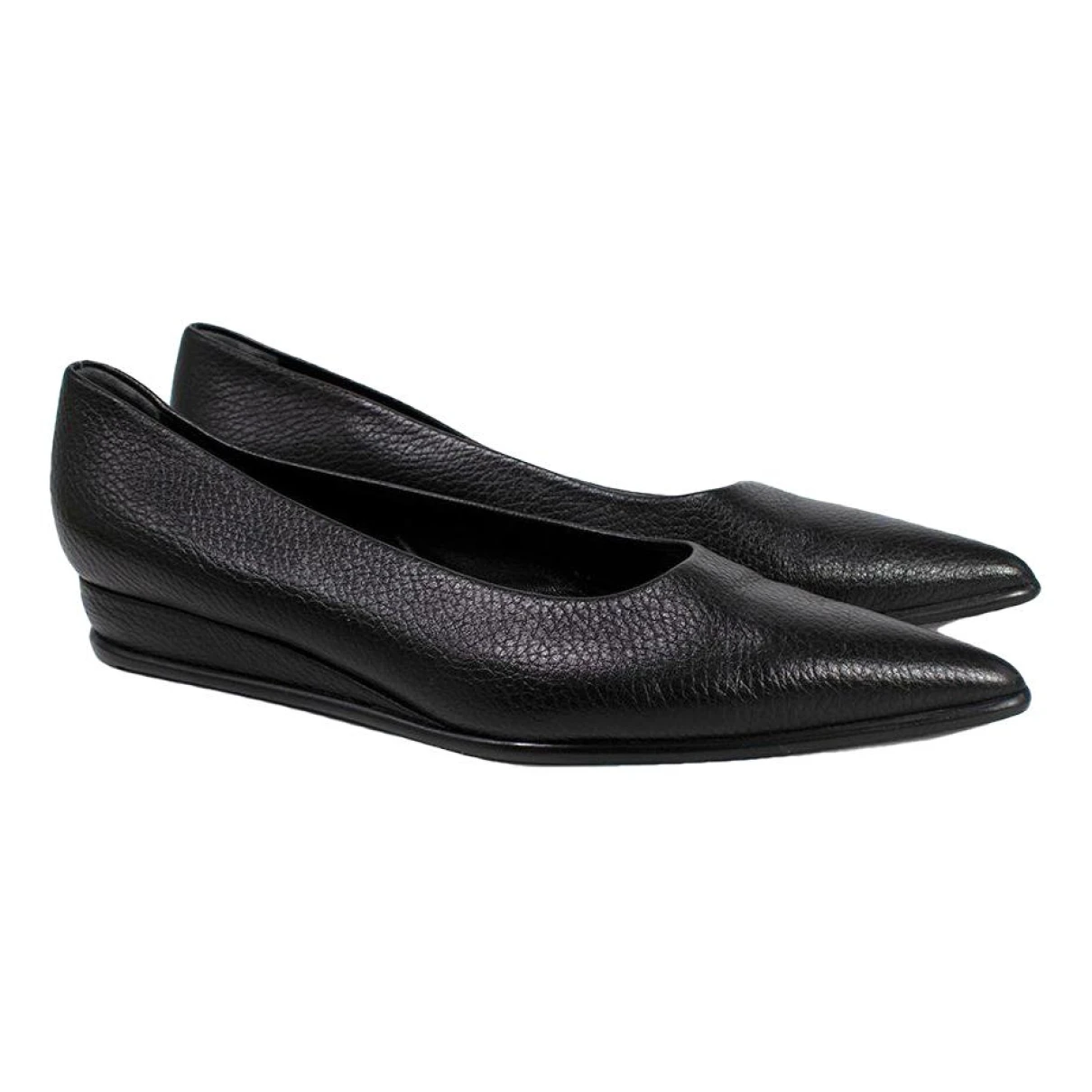 Pre-owned Walter Steiger Leather Flats In Black