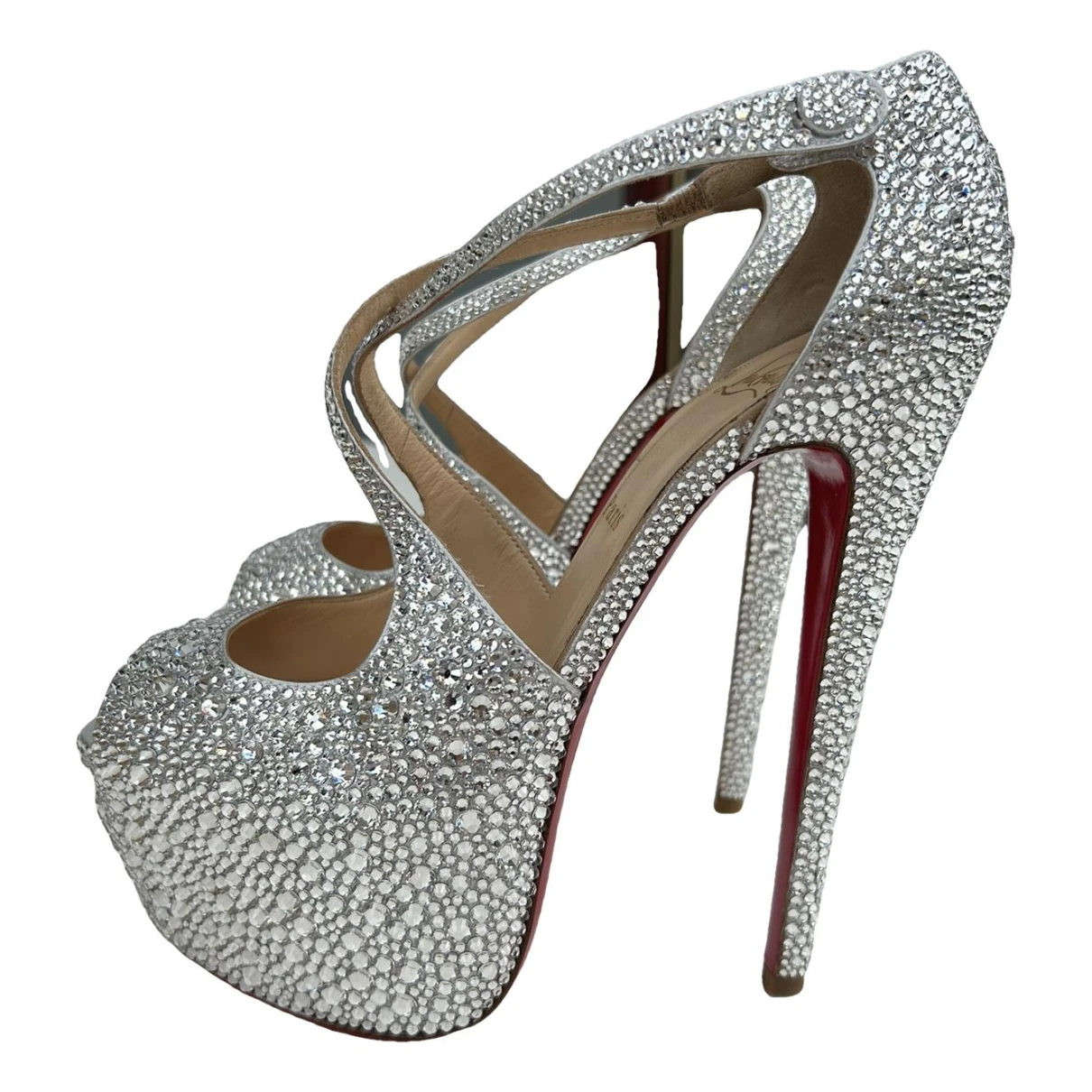 Pre-owned Christian Louboutin Glitter Heels In Silver