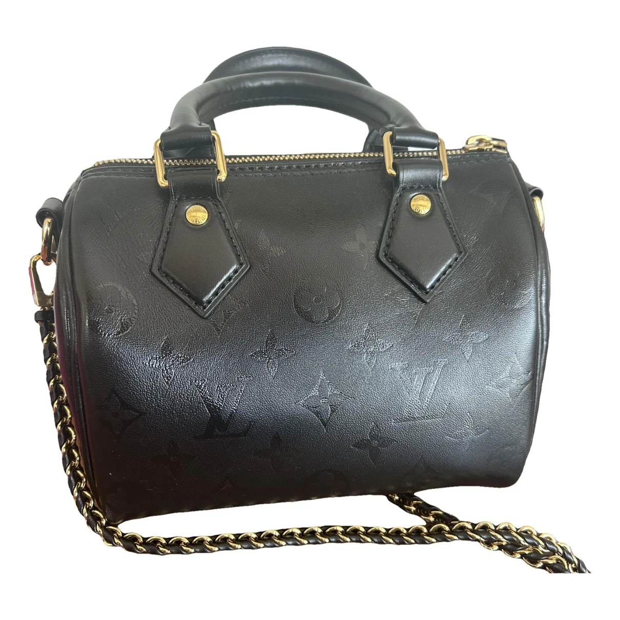 Pre-owned Louis Vuitton Speedy Bandoulière Leather Crossbody Bag In Black