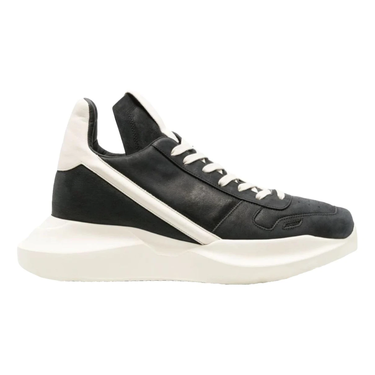 Pre-owned Rick Owens Leather High Trainers In White