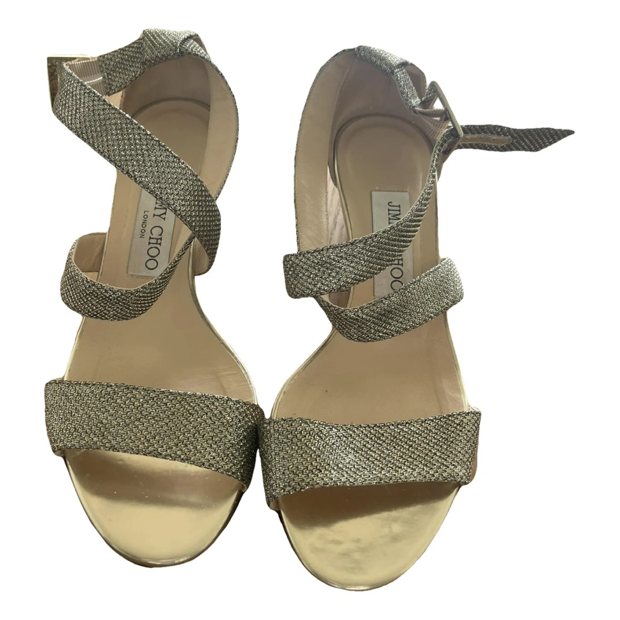 Pre-owned Jimmy Choo Annabell Patent Leather Sandals In Gold