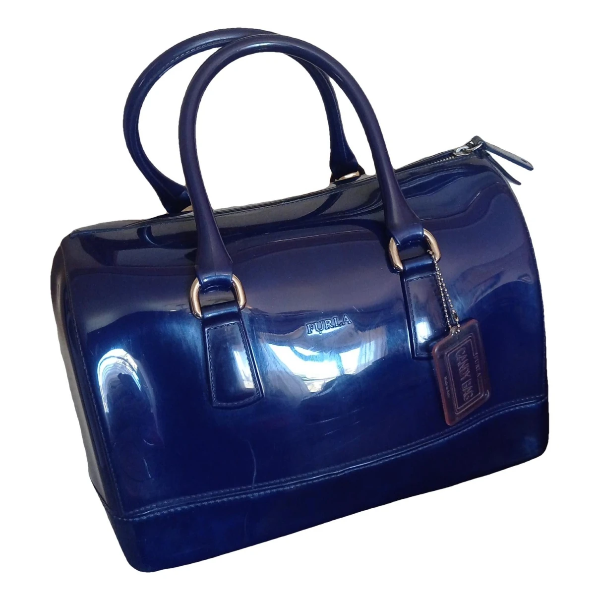 Pre-owned Furla Vinyl Handbag In Blue
