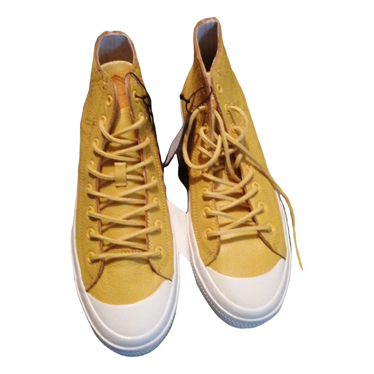 Pre-owned Replay Leather High Trainers In Yellow