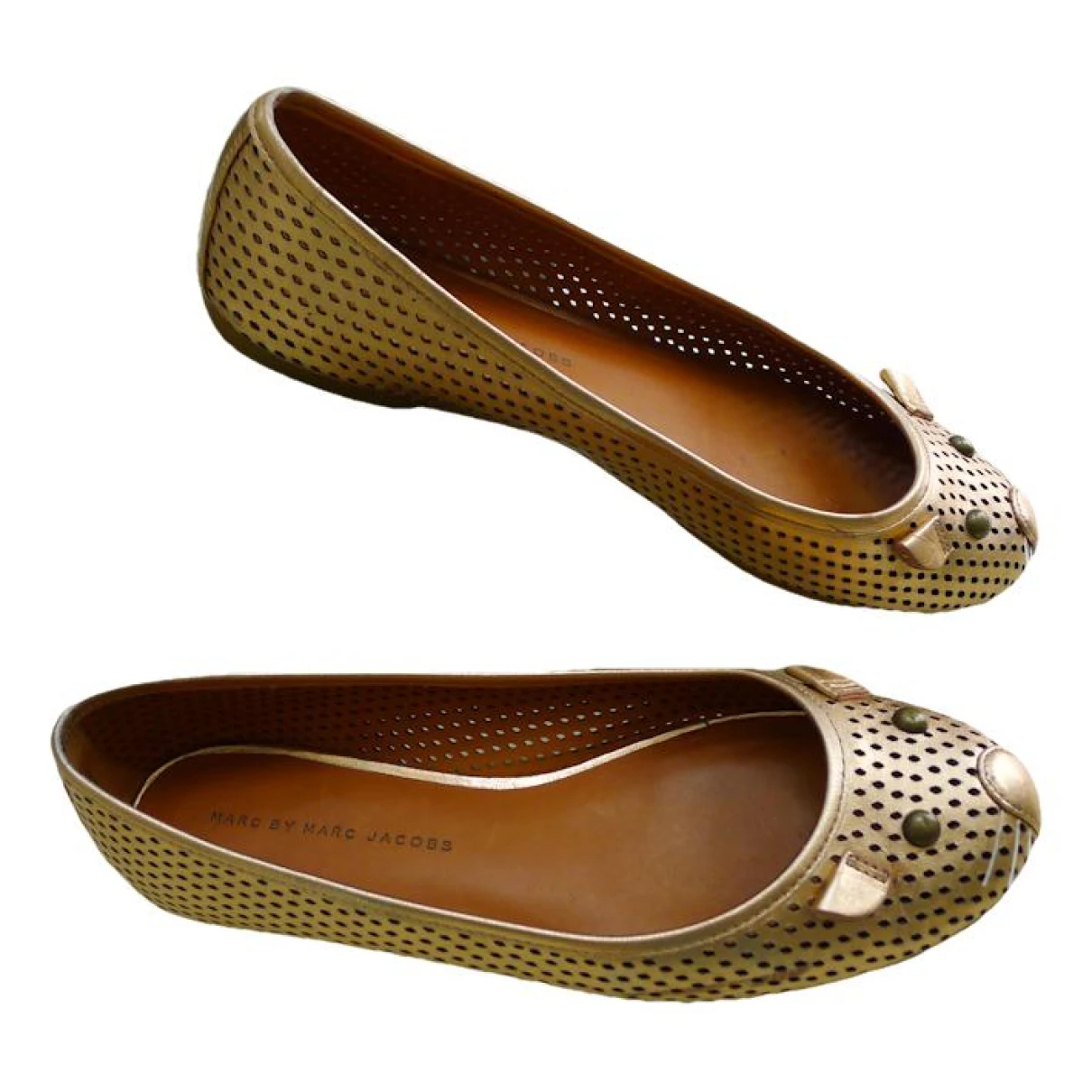 Pre-owned Marc By Marc Jacobs Leather Ballet Flats In Gold