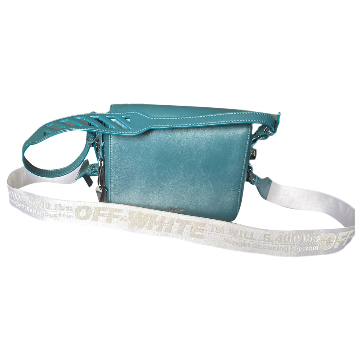 Pre-owned Off-white Binder Leather Crossbody Bag In Green