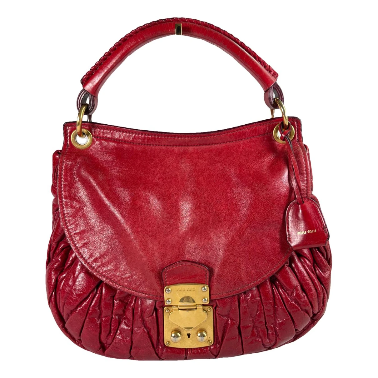 Pre-owned Miu Miu Coffer Leather Handbag In Red