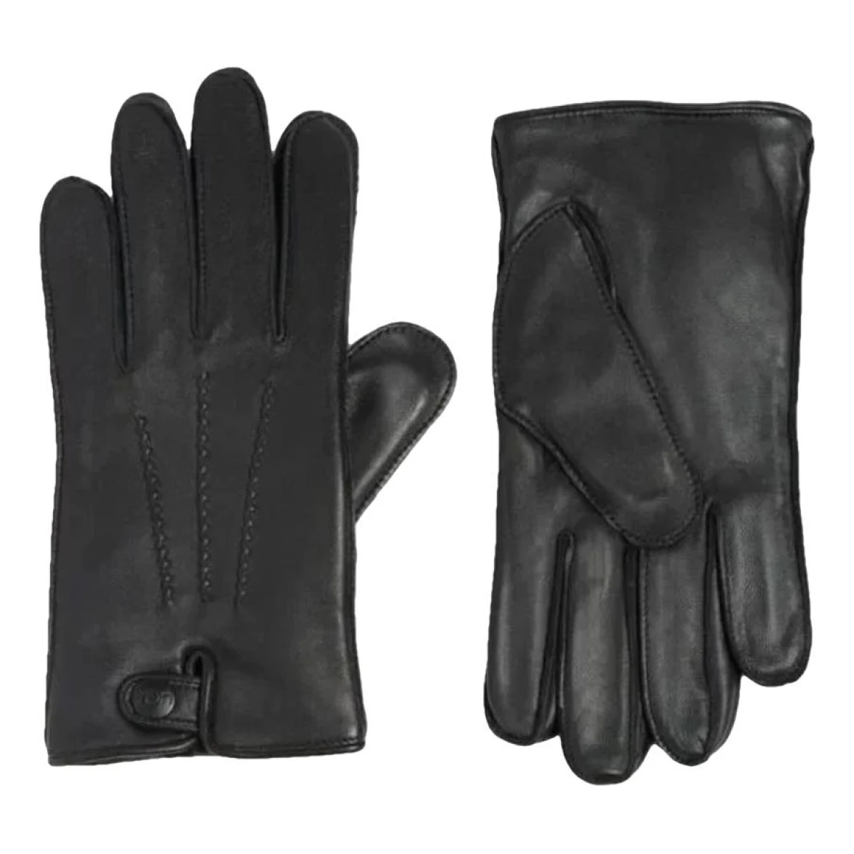 Pre-owned Ugg Leather Gloves In Black