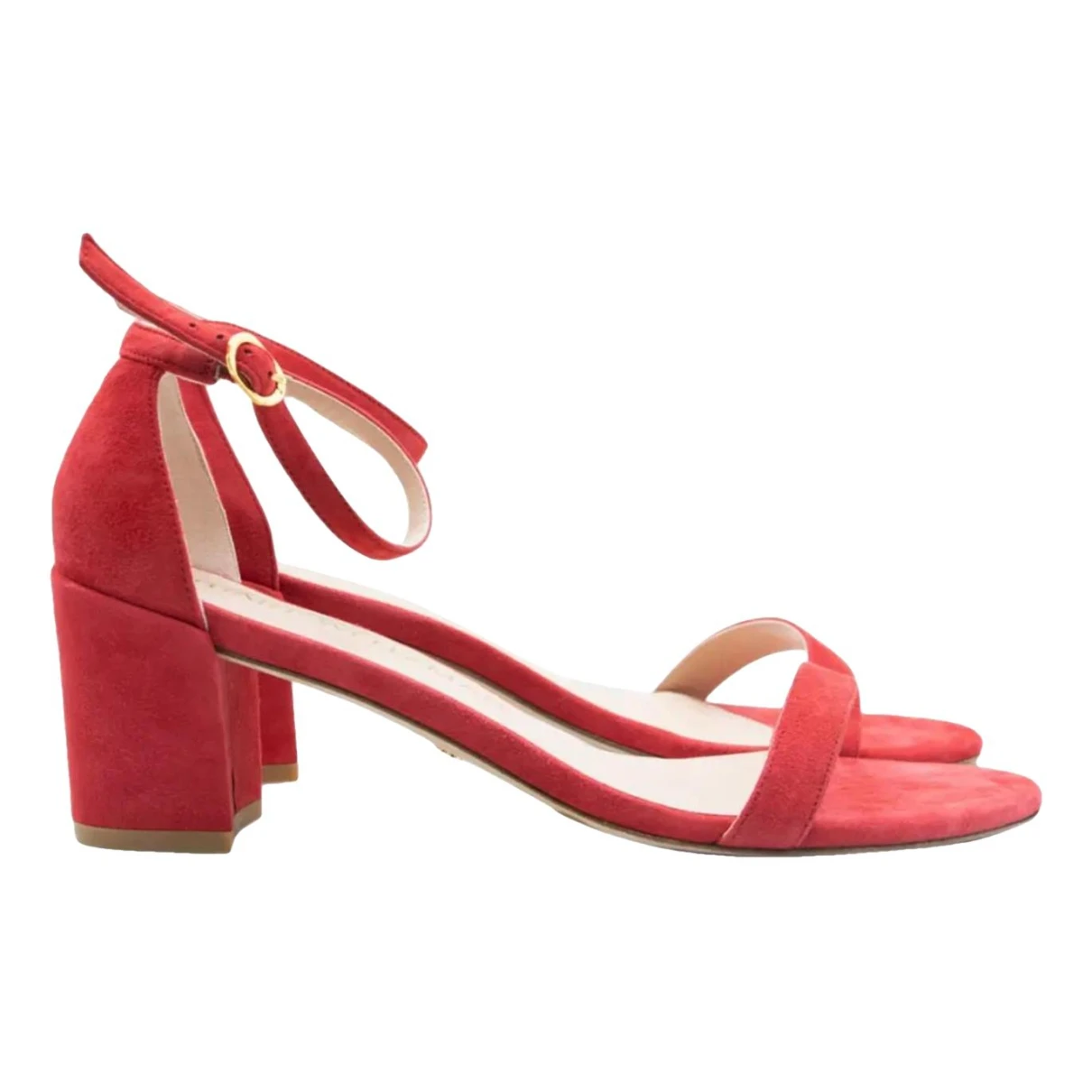 Pre-owned Stuart Weitzman Leather Sandal In Red