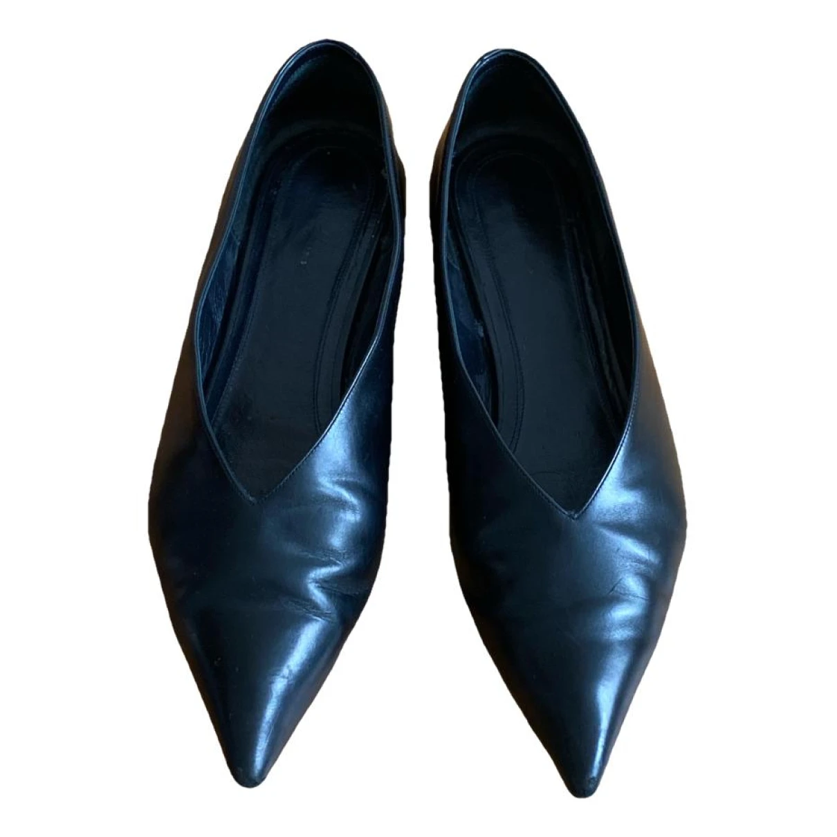 Pre-owned Celine Leather Ballet Flats In Black