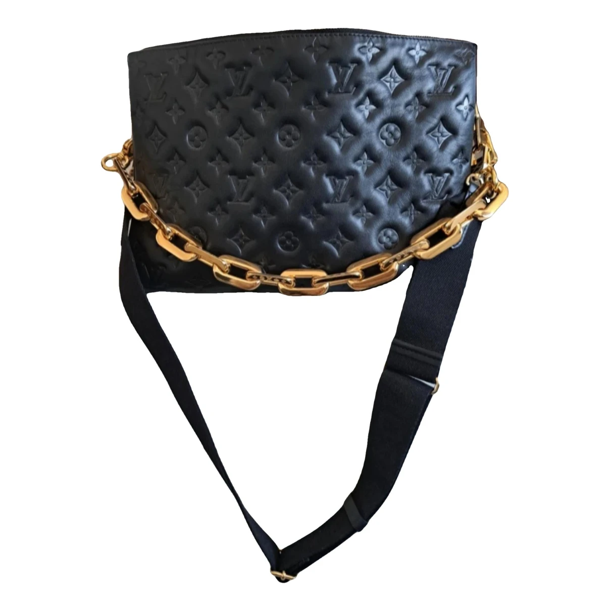 Pre-owned Louis Vuitton Coussin Leather Crossbody Bag In Black