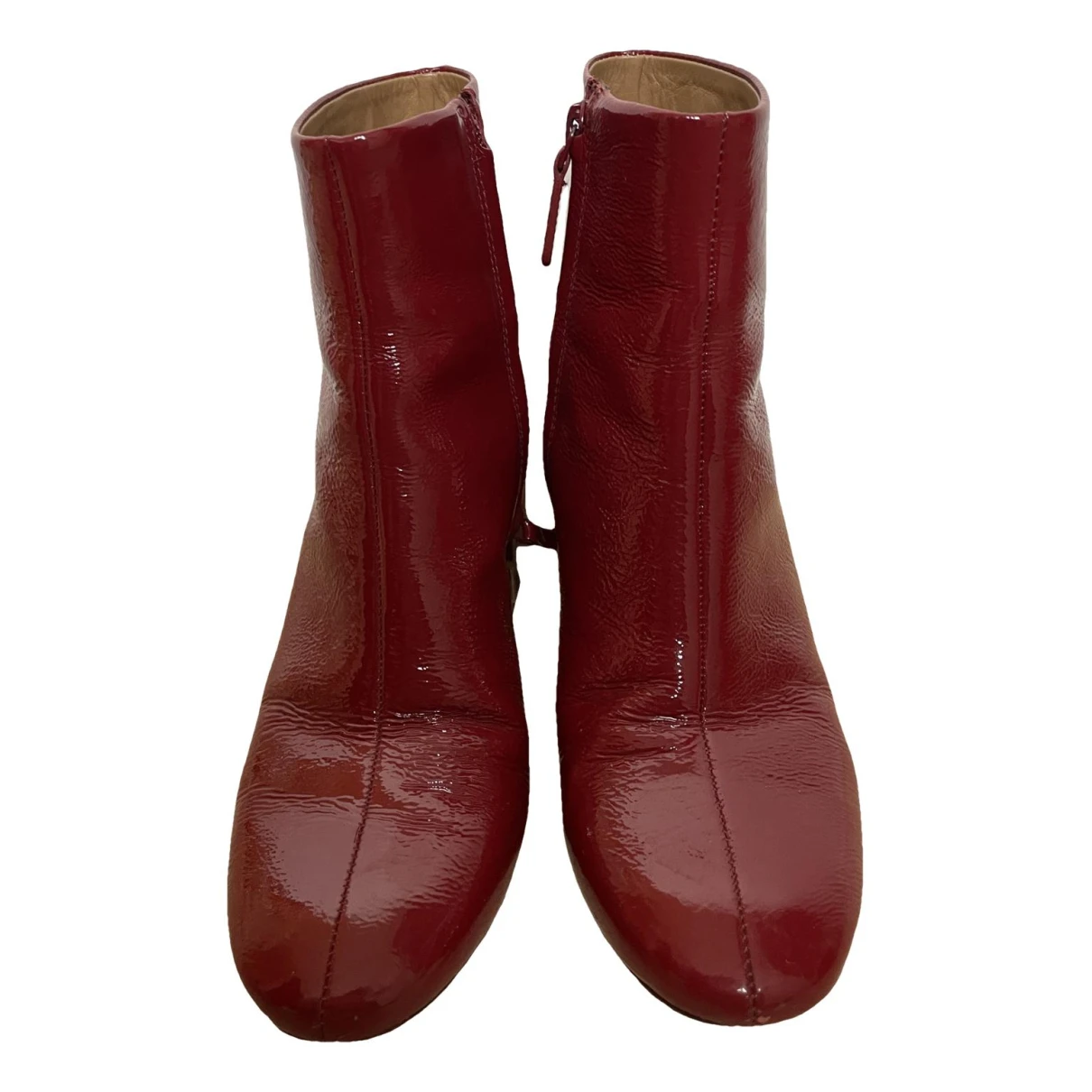 Pre-owned Tory Burch Leather Ankle Boots In Red