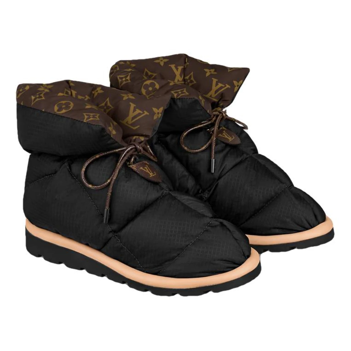 Pre-owned Louis Vuitton Cloth Boots In Black