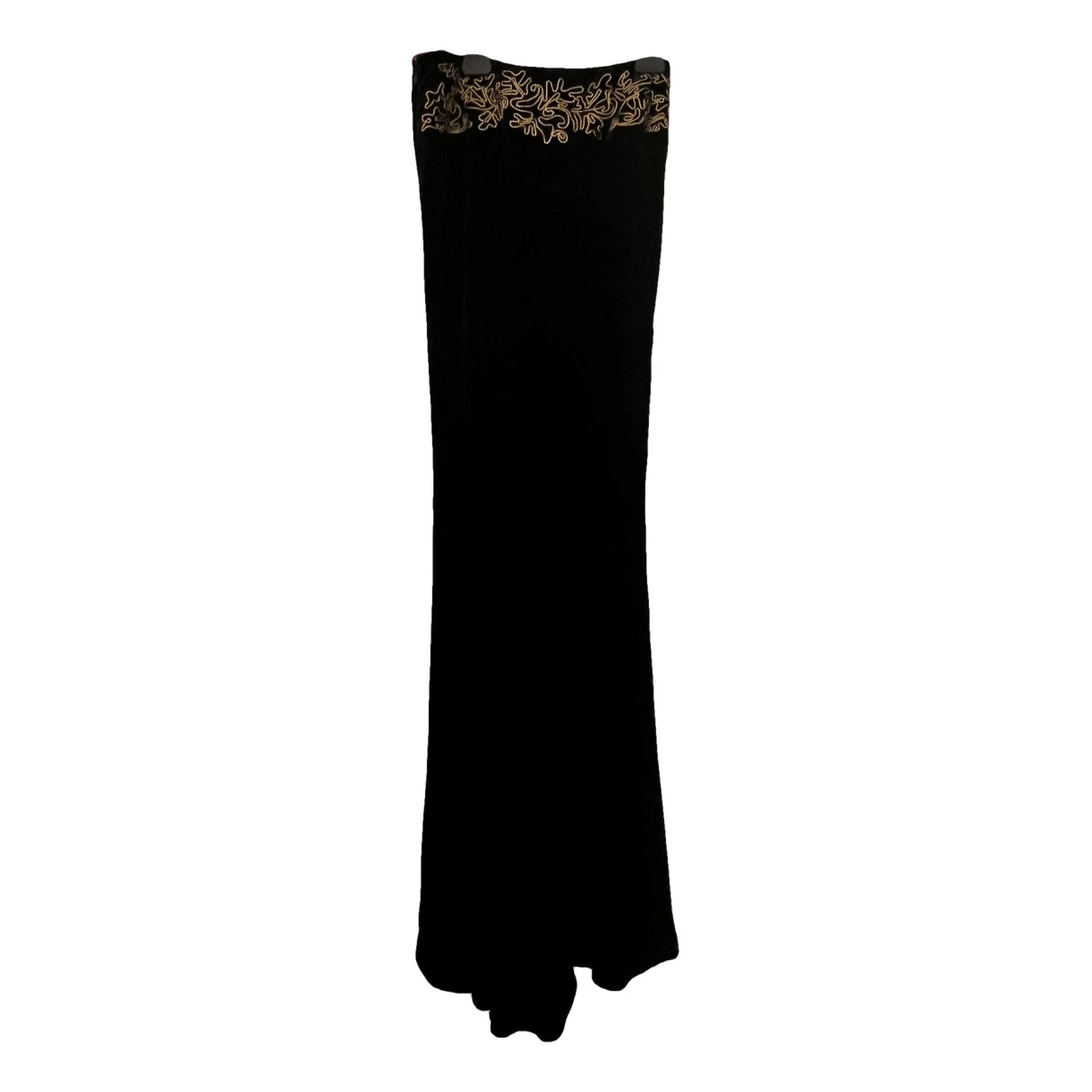 Pre-owned Ralph Lauren Velvet Maxi Skirt In Black