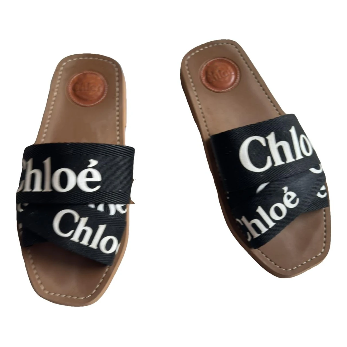 Pre-owned Chloé Cloth Flats In Black