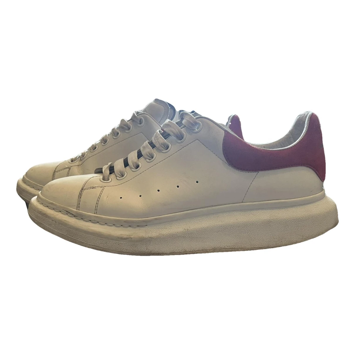 Pre-owned Alexander Mcqueen Oversize Leather Low Trainers In Red