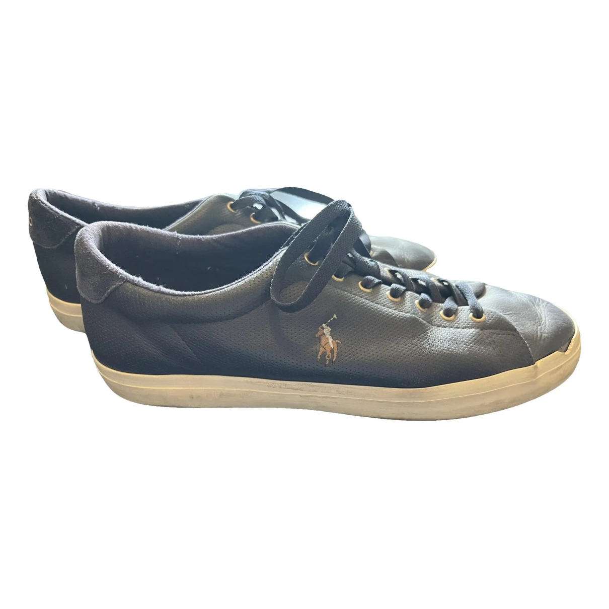 Pre-owned Polo Ralph Lauren Leather Low Trainers In Blue