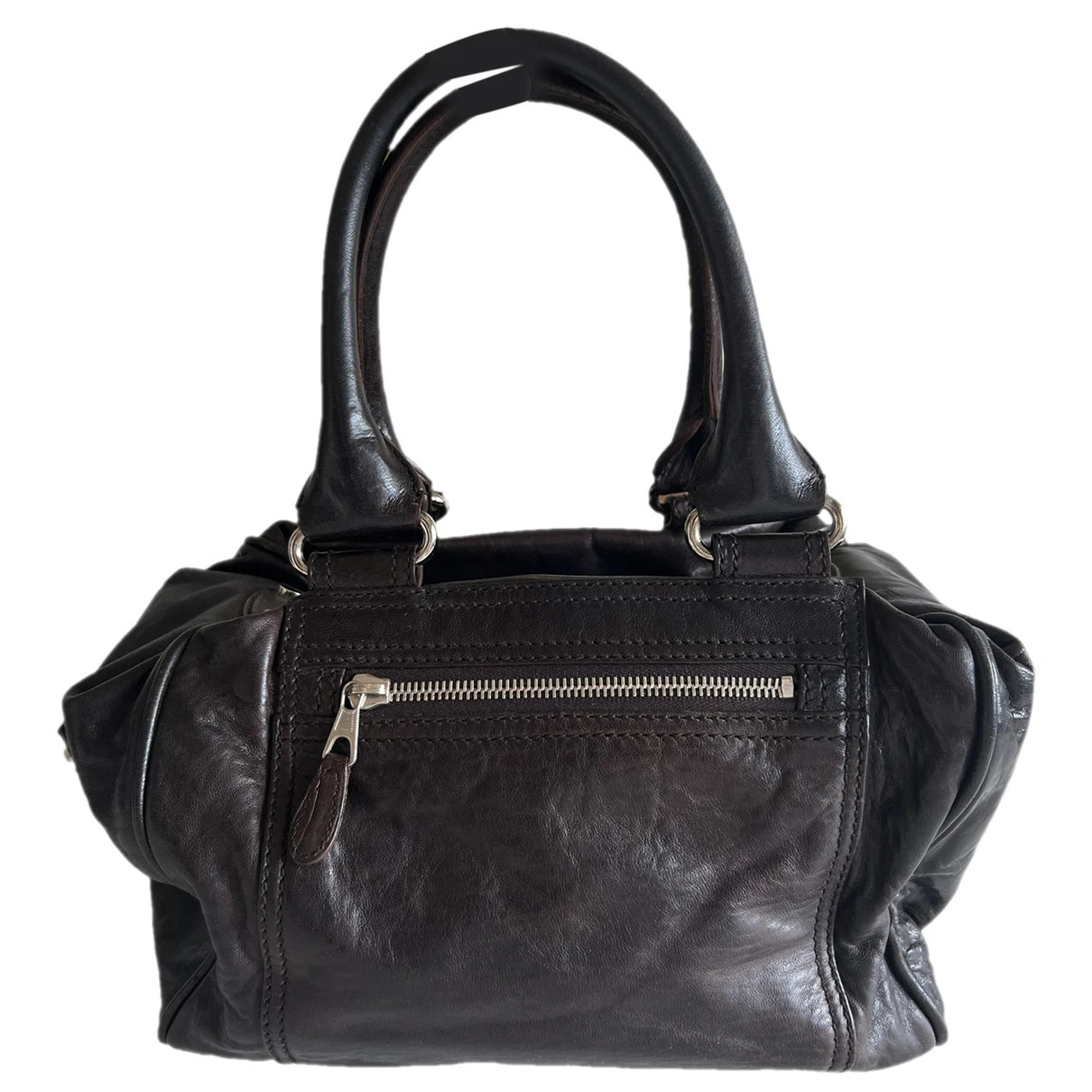 Pre-owned Balenciaga Air Hobo Leather Handbag In Brown