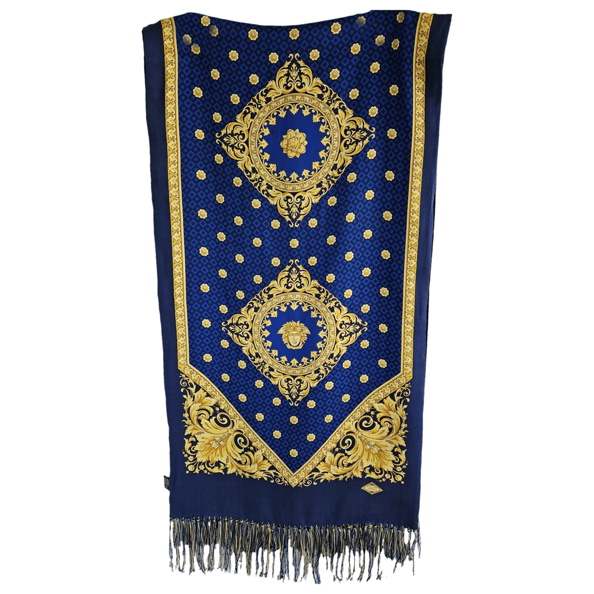Pre-owned Versace Silk Stole In Blue