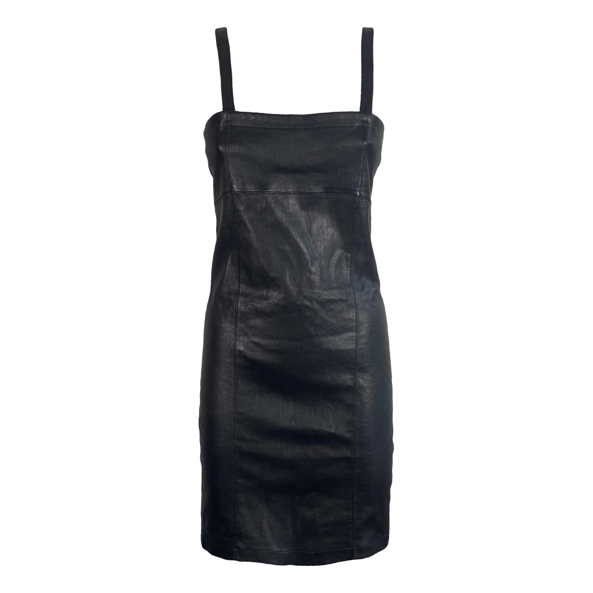 Pre-owned Ann Demeulemeester Leather Mini Dress In Black
