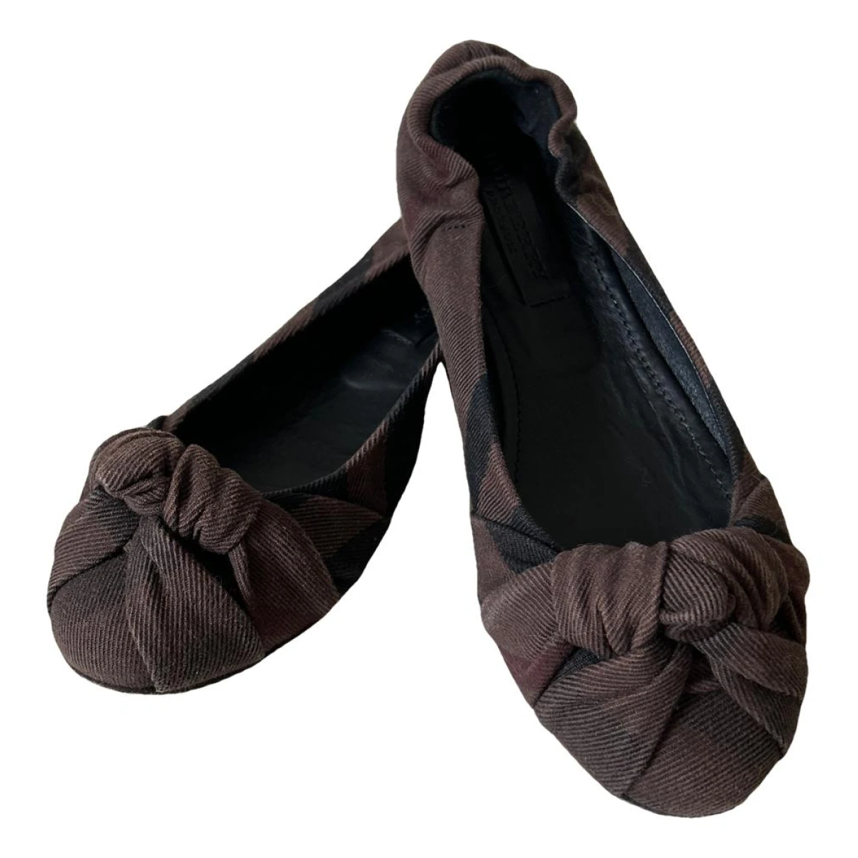 Pre-owned Burberry Cloth Ballet Flats In Brown