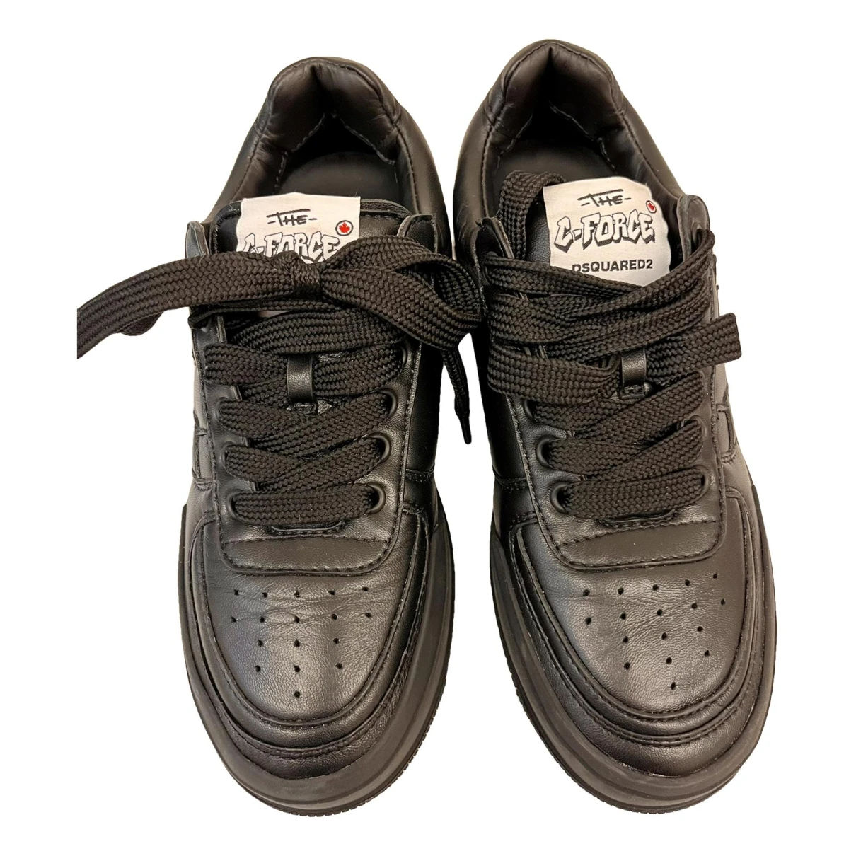 Pre-owned Dsquared2 Leather Trainers In Black