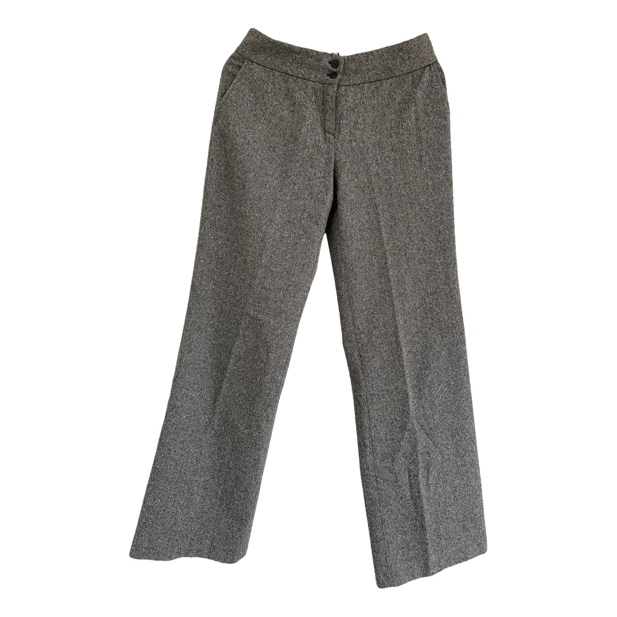 Pre-owned Tara Jarmon Wool Large Pants In Grey